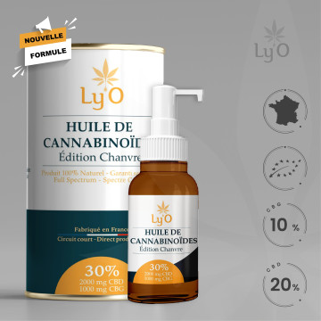 Huile De Cannabinoïdes 30 % BIO 20 % CBD & 10 % CBG Full Spectrum Ly’O
